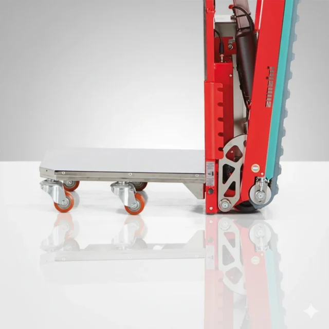 Geschlossener Sockel mit vier Rädern